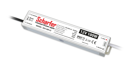 Alimentation Transformateur LED 12V étanche 100W IP67 8.33A universel Scharfer SCH-100-12