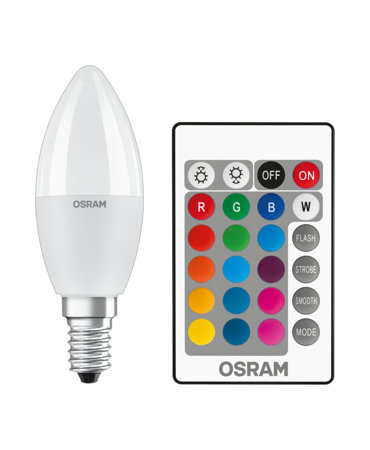 LED Retrofit RGBW ECO CLAS B E14 5.5W 2700K ampoule avec télécommande Osram