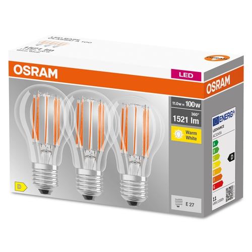 Lot de 3 ampoules filament LED E27 11W 2700K 1521lm Osram