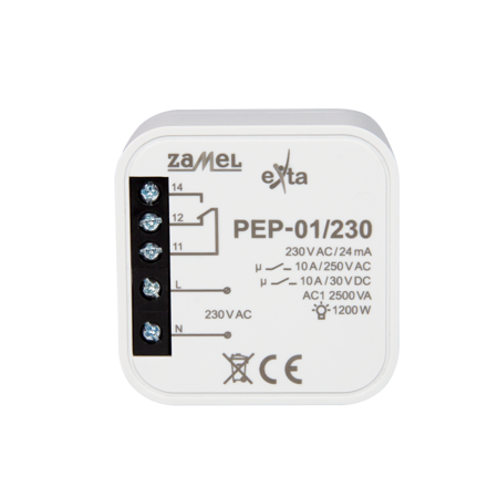 Relais électromagnétique encastré 10A 230V AC PEP-01/230 Exta Zamel