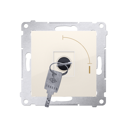 Simon 54 Premium Crème Interrupteur à clé unipolaire 2 positions "0-I" Contact N/O pour sortir la clé dans n'importe quelle position, DW1K.01/41