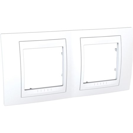 Unica Blanc liseré Blanc plaque de finition 2 poste horizontal 4 modules